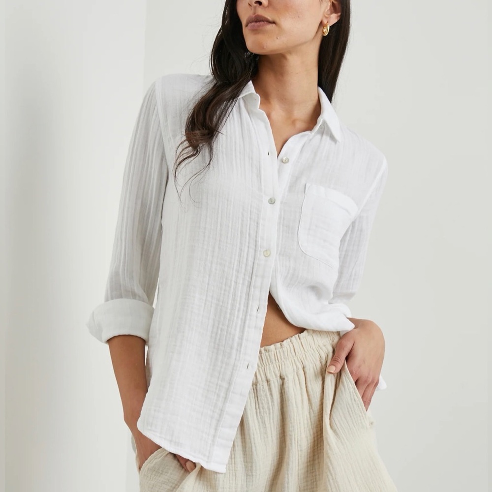 Rails Ellis Button-Down Shirt | White | Women’s XS - Picture 2 of 8